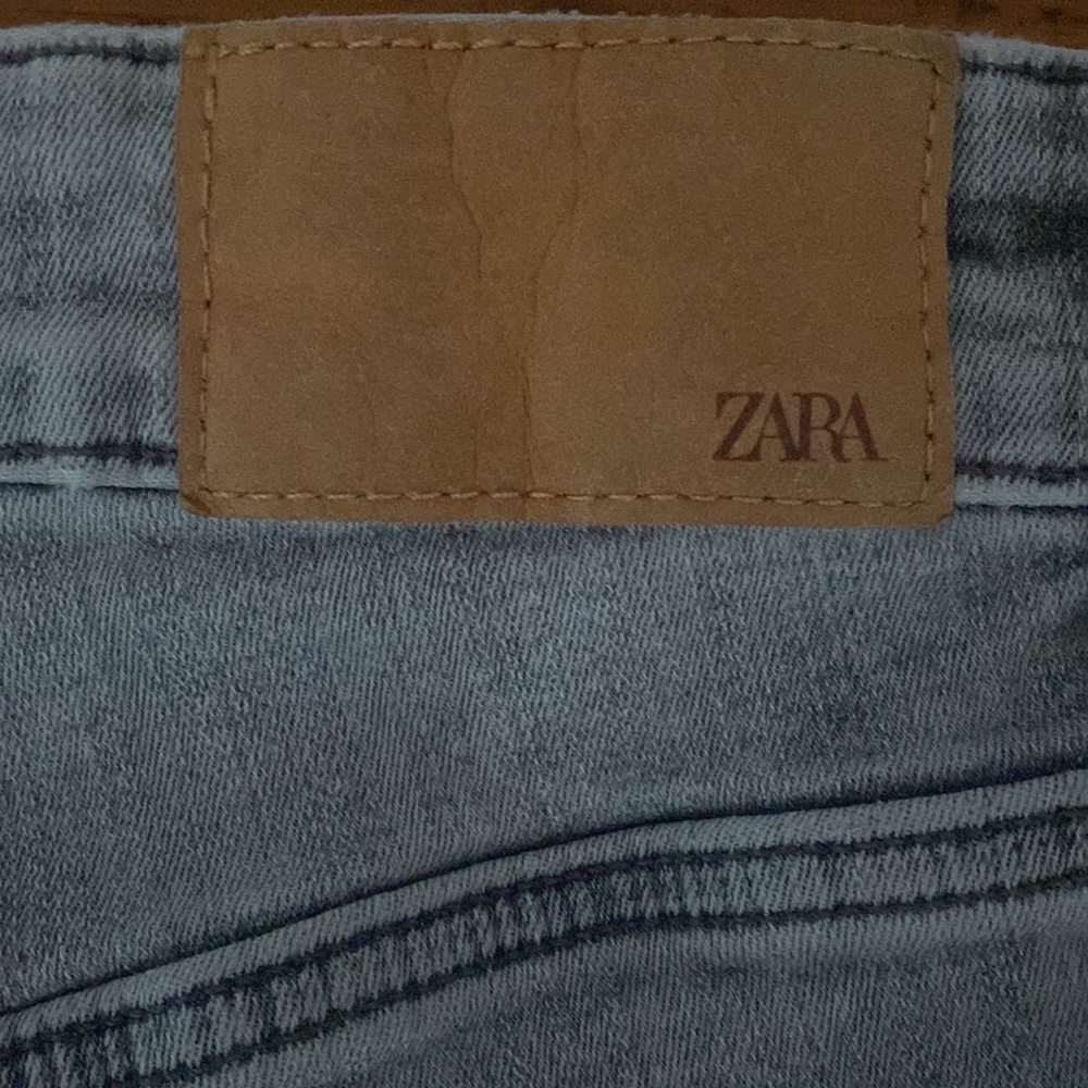 Zara denim vintage wash grey charcoal high rise straight leg ankle jeans - Picture 11 of 13